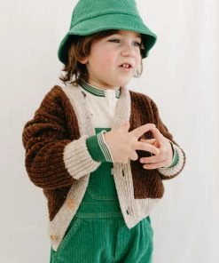 Fin & Vince Waffle Henley Top - Milk/ Fern Retro Cuff Sale