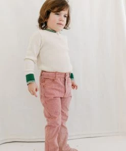 Fin & Vince Waffle Henley Top - Milk/ Fern Retro Cuff Sale