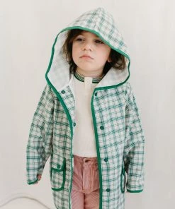 Fin & Vince Waffle Henley Top - Milk/ Fern Retro Cuff Sale