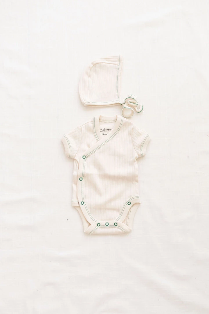 Fin & Vince Primary Bonnet - Milk + Emerald Stitch 4 Fin & Vince Primary Bonnet - Milk + Emerald Stitch