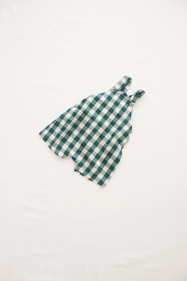 Fin & Vince Spring/summer Short Overall - Jade Check 6 Fin & Vince Spring/summer Short Overall - Jade Check