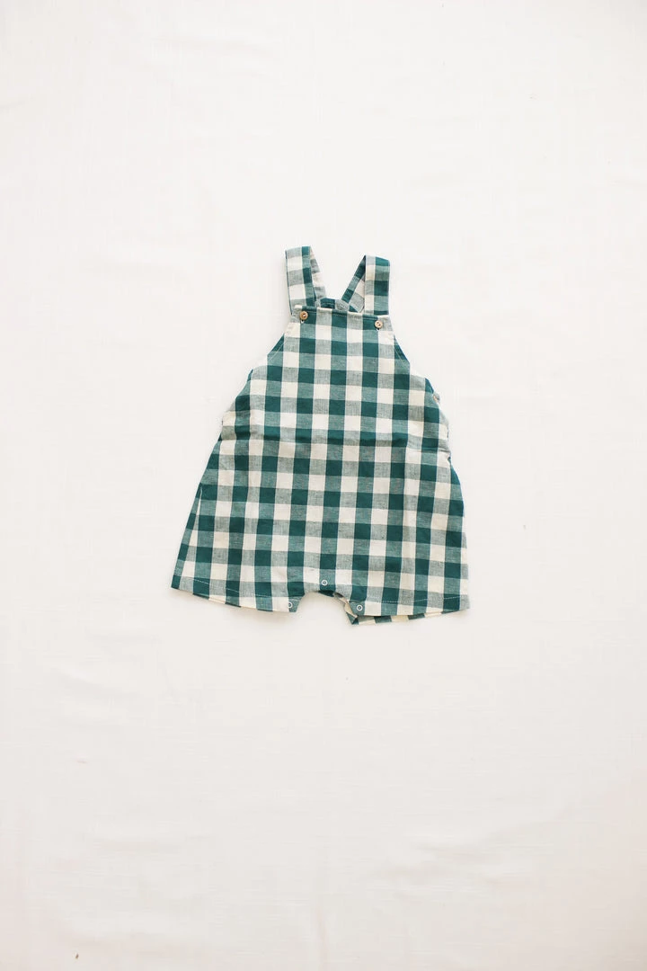 Fin & Vince Spring/summer Short Overall - Jade Check 4 Fin & Vince Spring/summer Short Overall - Jade Check
