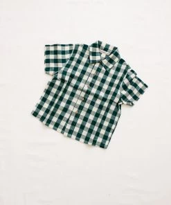 Fin & Vince Woven Button Up - Jade Check Spring/summer