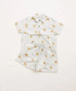 Fin & Vince Red, White And Blue Woven Button Up - Starfish
