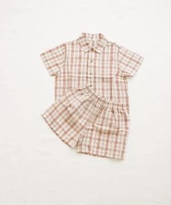 Fin & Vince Red, White And Blue Woven Button Up - Desert Plaid