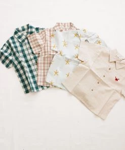 Fin & Vince Woven Button Up - Jade Check Spring/summer