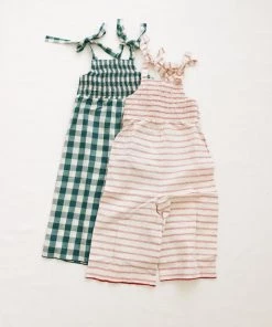 Fin & Vince Smocked Jumpsuit - Jade Check 14 Fin & Vince Smocked Jumpsuit - Jade Check