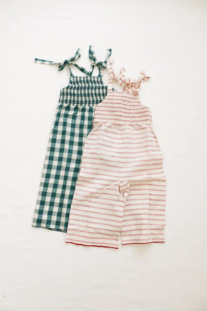 Fin & Vince Smocked Jumpsuit - Jade Check 8 Fin & Vince Smocked Jumpsuit - Jade Check