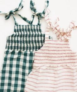 Fin & Vince Smocked Jumpsuit - Jade Check 15 Fin & Vince Smocked Jumpsuit - Jade Check