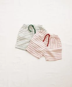 Fin & Vince Pocket Shorts - Ticking Stripe - Brick Red