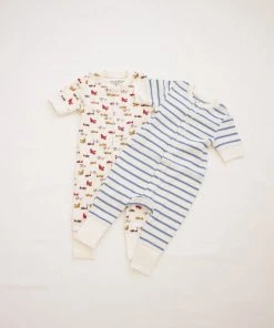 Fin & Vince Short Long John - Ticking Stripe - Vintage Blue