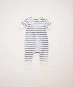 Fin & Vince Short Long John - Ticking Stripe - Vintage Blue