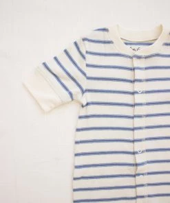 Fin & Vince Short Long John - Ticking Stripe - Vintage Blue