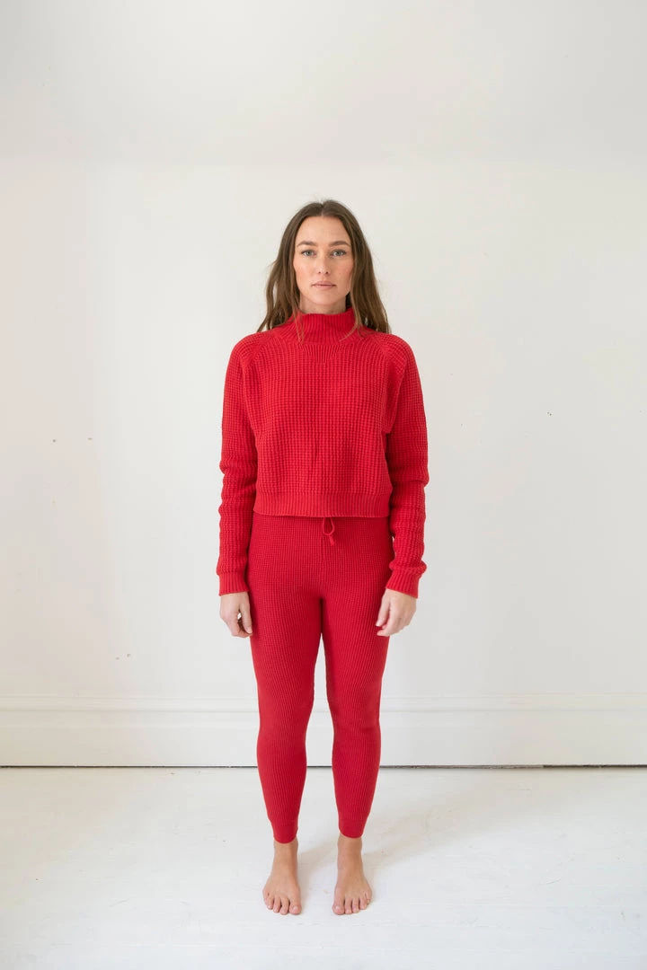 Fin & Vince Women's Crop Sweater - Chili 4 Fin & Vince Women's Crop Sweater - Chili