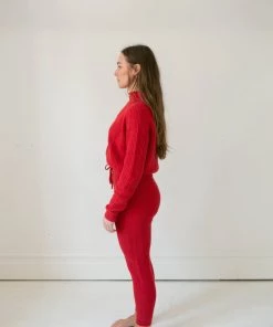 Fin & Vince Women's Crop Sweater - Chili 7 Fin & Vince Women's Crop Sweater - Chili