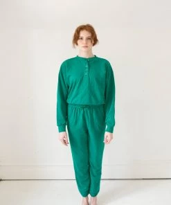 Fin & Vince Women's Fleece Button Pullover - Jade Sale