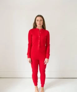 Fin & Vince Women's Waffle Long John - Chili Sale