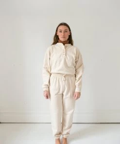 Fin & Vince Women's Fleece Button Pullover - Sand Sale 23 Fin & Vince Women's Fleece Button Pullover - Sand Sale