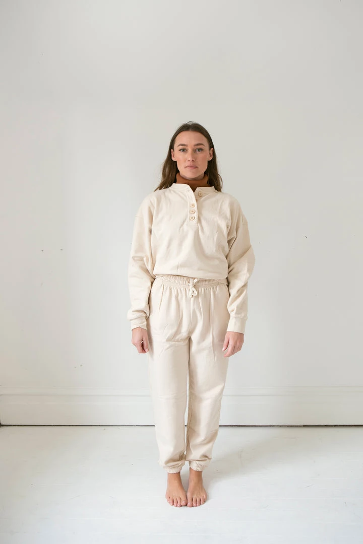 Fin & Vince Women's Fleece Button Pullover - Sand Sale 10 Fin & Vince Women's Fleece Button Pullover - Sand Sale