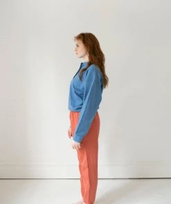 Fin & Vince Women's Fleece Button Pullover - Vintage Blue Sale