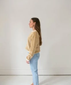 Fin & Vince Sale Women's Loop Sweater - Milk/ Goldenrod