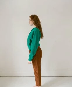 Fin & Vince Women's Fleece Button Pullover - Jade Sale