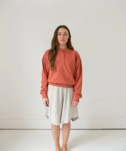 Fin & Vince Women's Fleece Button Pullover - Tomato Sale 32 Fin & Vince Women's Fleece Button Pullover - Tomato Sale