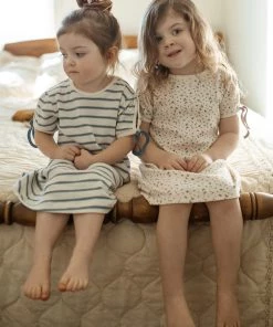 Fin & Vince Red, White And Blue Nightgown - Ticking Stripe - Vintage Blue