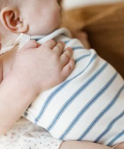 Fin & Vince Strap Bodysuit - Ticking Stripe - Vintage Blue