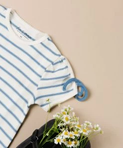 Fin & Vince Red, White And Blue Nightgown - Ticking Stripe - Vintage Blue