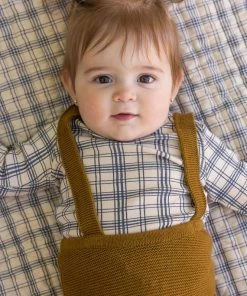 Fin & Vince Ribbed Long Sleeve Onesie - Navy French Plaid Sale