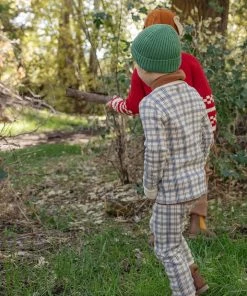 Fin & Vince Sale Ribbed Home Pant - Navy French Plaid