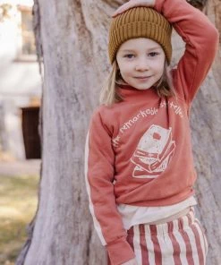 Fin & Vince Fleece Turtleneck - Book Stack - Tomato Sale