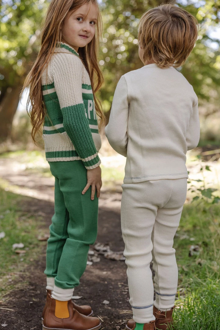 Fin & Vince Waffle Home Pant - Milk/ Blue Sale 5 Fin & Vince Waffle Home Pant - Milk/ Blue Sale