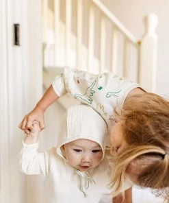 Fin & Vince Primary Bonnet - Milk + Emerald Stitch 19 Fin & Vince Primary Bonnet - Milk + Emerald Stitch