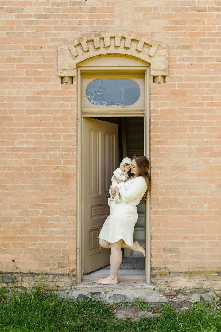 Fin & Vince Sale Women's Nightgown - Milk + Emerald Stitch 26 Fin & Vince Sale Women's Nightgown - Milk + Emerald Stitch