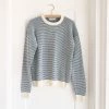 Fin & Vince Women's Loop Sweater - Milk/ Vintage Blue 2 Fin & Vince Women's Loop Sweater - Milk/ Vintage Blue