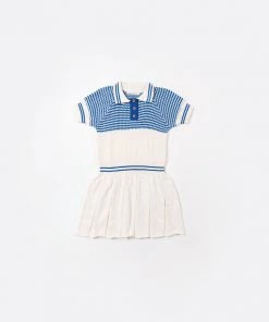 Fin & Vince Knit Dress - Milk/ Cobalt Red, White And Blue