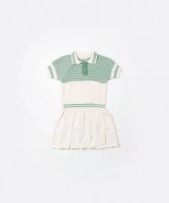 Fin & Vince Knit Dress - Milk/ Schoolhouse Green Spring/summer
