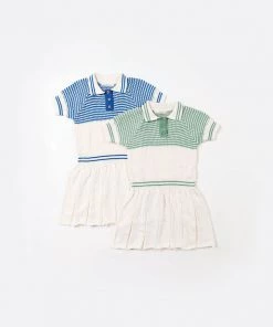 Fin & Vince Knit Dress - Milk/ Cobalt Red, White And Blue