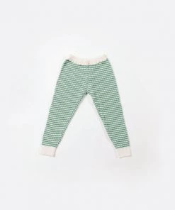 Fin & Vince Knit Pant - Milk/ Schoolhouse Green