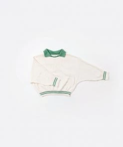 Fin & Vince Spring/summer Knit Sweater - Milk/ Schoolhouse Green