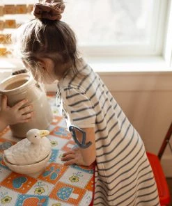 Fin & Vince Red, White And Blue Nightgown - Ticking Stripe - Vintage Blue