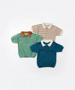 Fin & Vince Spring/summer Short Sleeve Polo - Schoolhouse Green/ Adobe