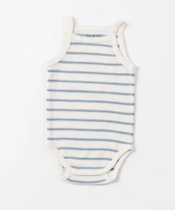 Fin & Vince Strap Bodysuit - Ticking Stripe - Vintage Blue