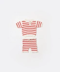 Fin & Vince Red, White And Blue Zion Knit Top - Brick Red/ Milk